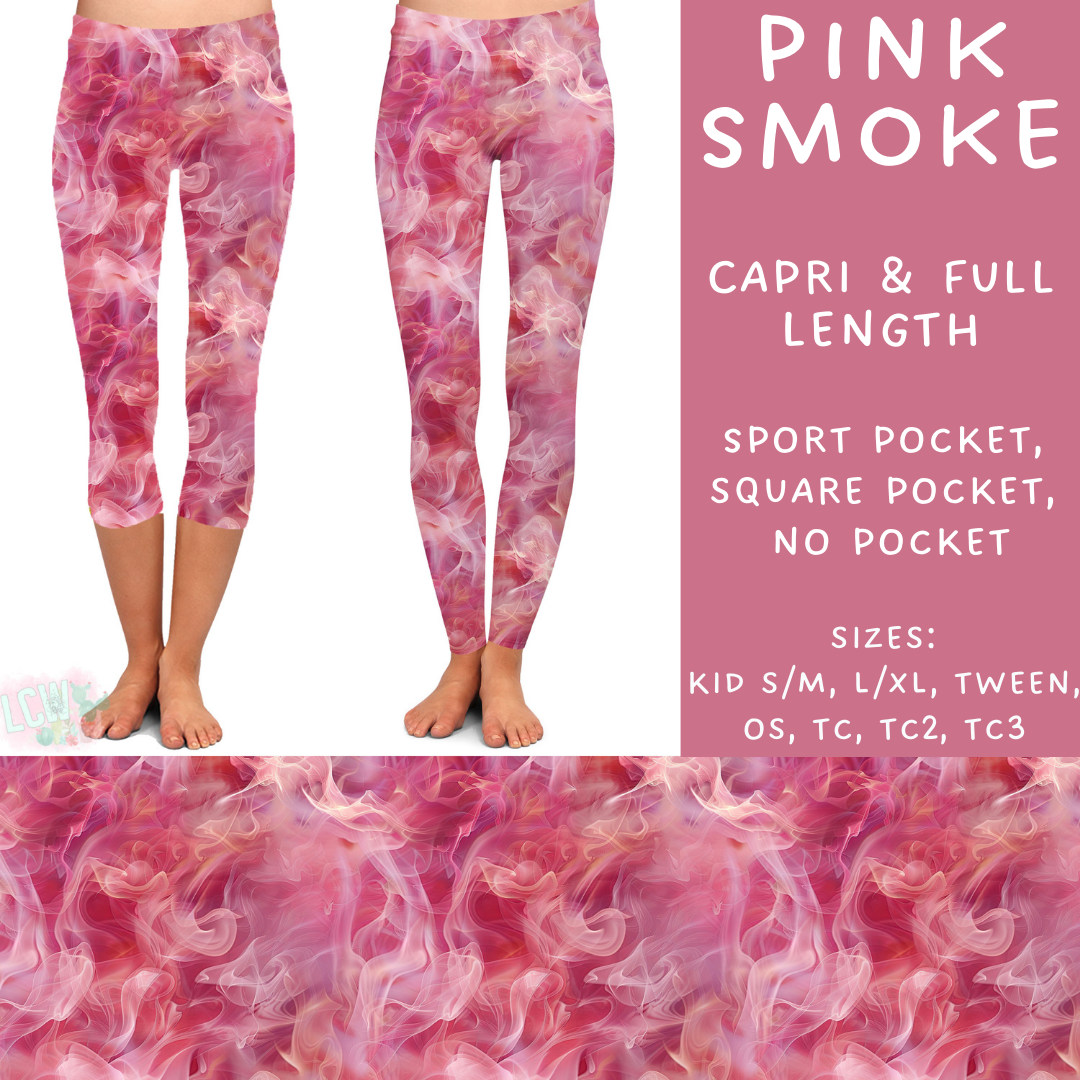 IReady to Ship - Pink Smoke Capri Length Leggings - Sport Pocket OS & No Pocket TC2