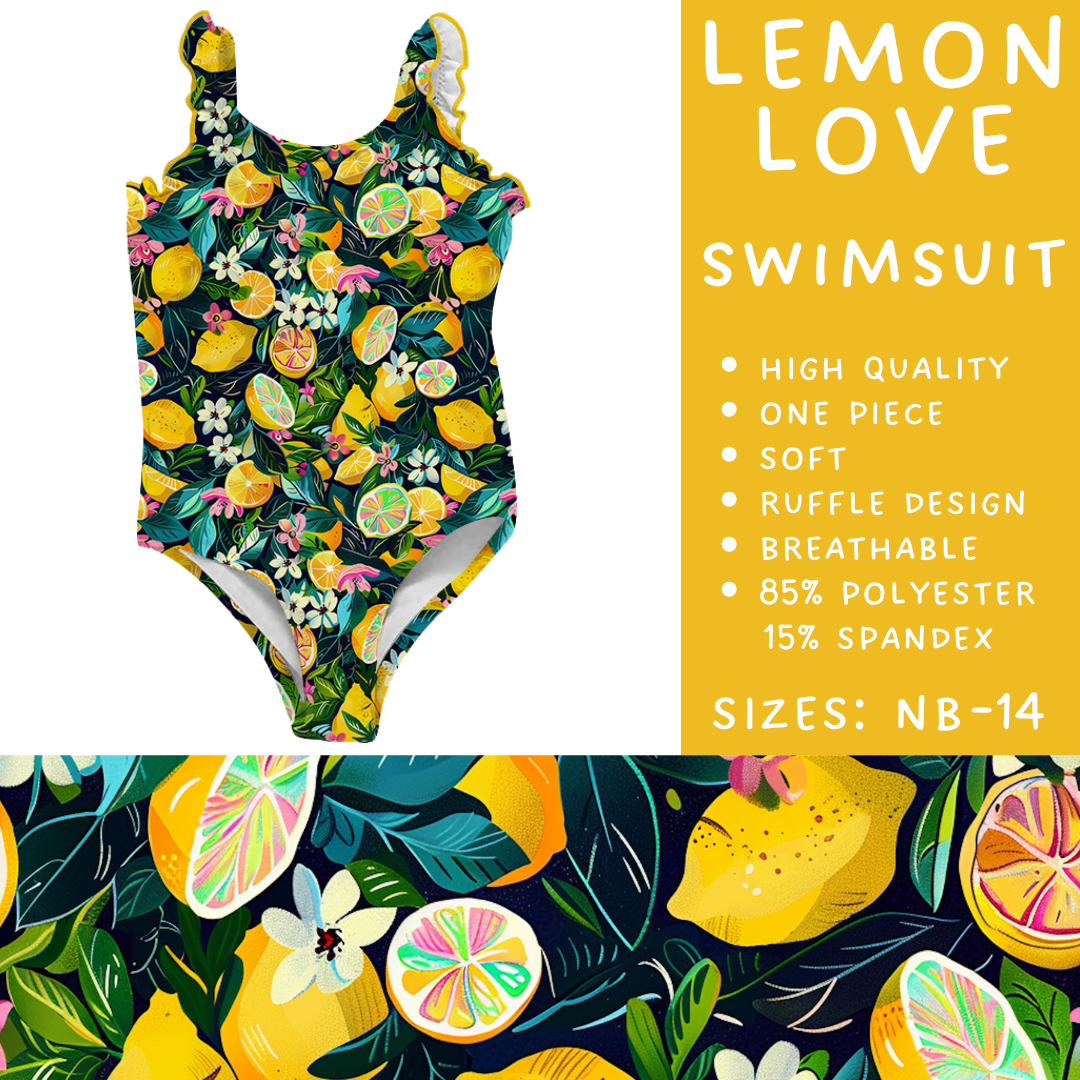 Ready to Ship - Lemon Love Girls Swimsuit - 10
