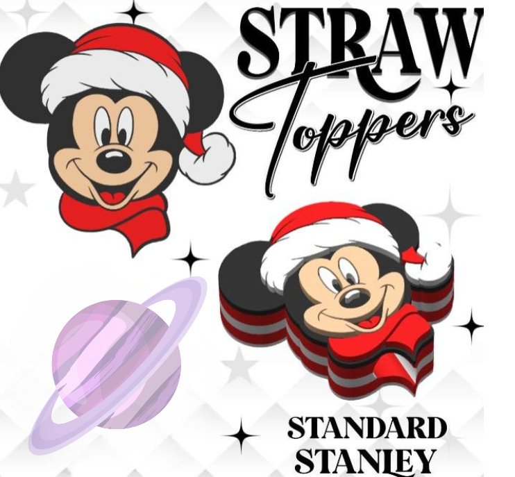 HOLIDAY MOUSE- 3D PRINTED STRAW CHARM