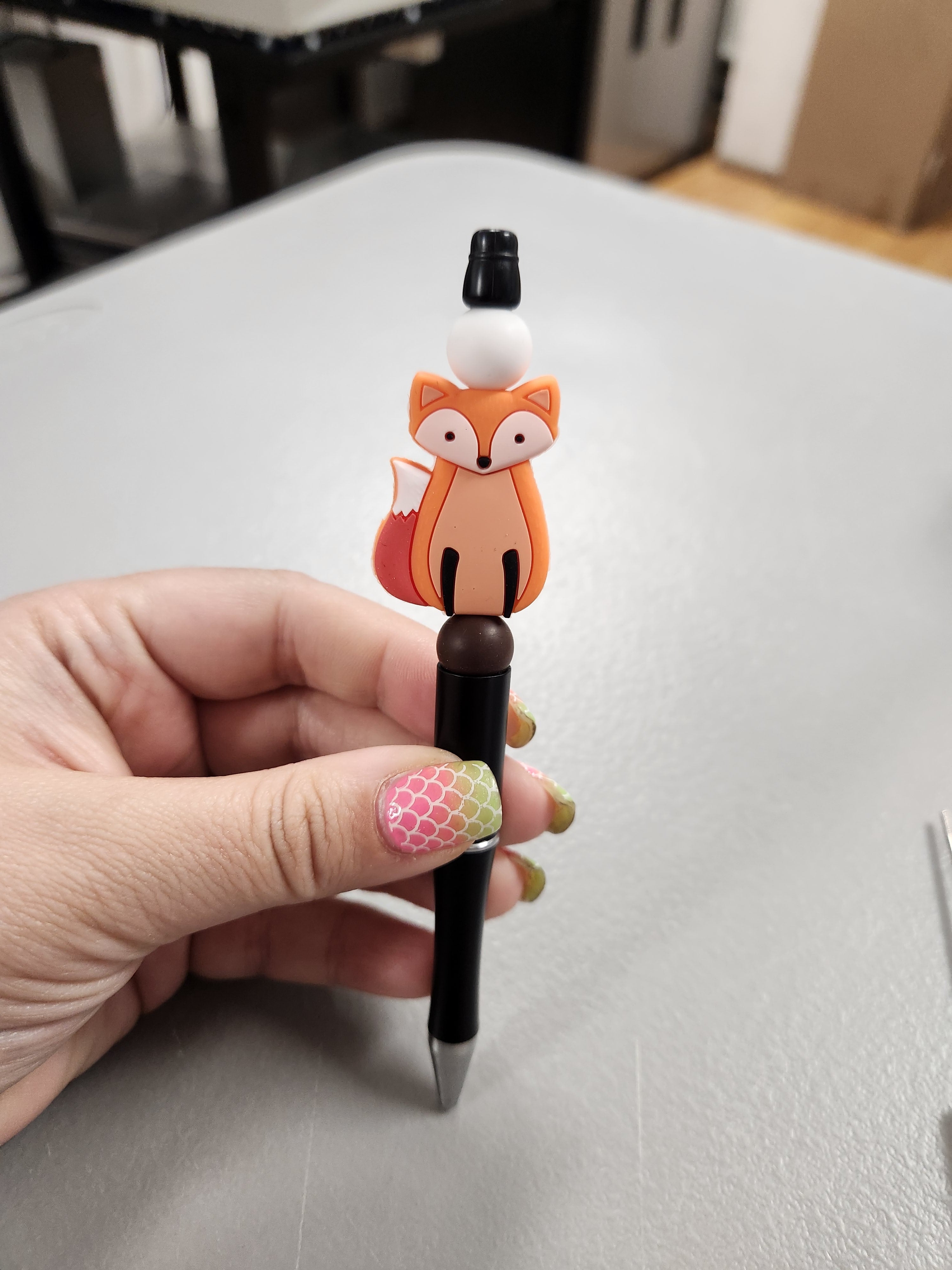 Fox Silicone Beaded Pen or Keychain