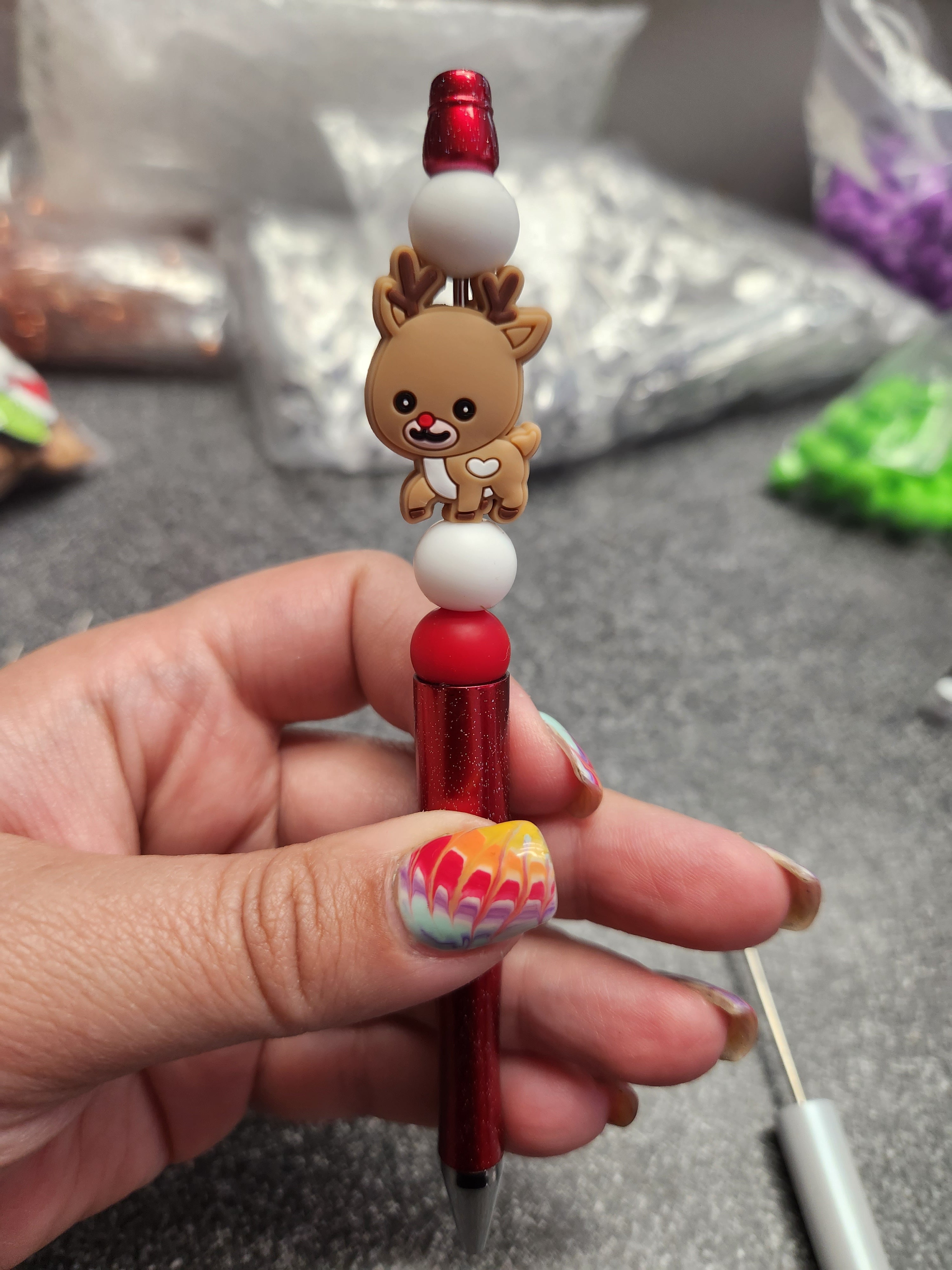 Reindeer Silicone Beaded Pen or Keychain