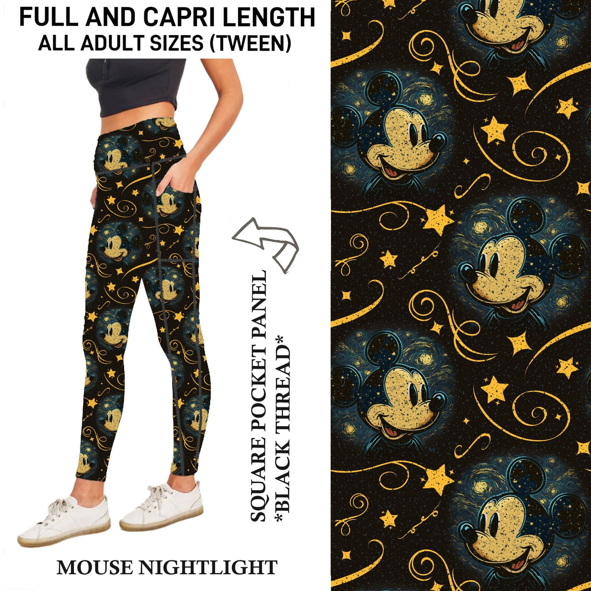 S3PJ - Mouse Nightlight Capris/Leggings with Square Pocket Panel - Preorder Due 10/28 ETA: Late Dec