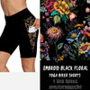 Load image into Gallery viewer, PPO 3 RUN-EMBROID BLACK FLORAL-SHORTS