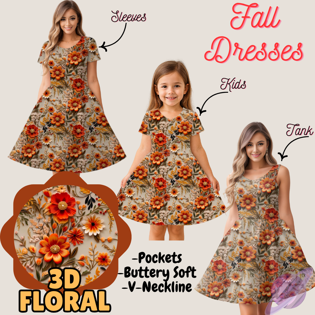 3D FLORAL- FALL DRESS PREORDER- CLOSING 9/12