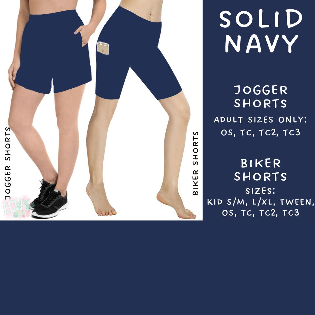 Ready To Ship - Solid Navy Biker Shorts