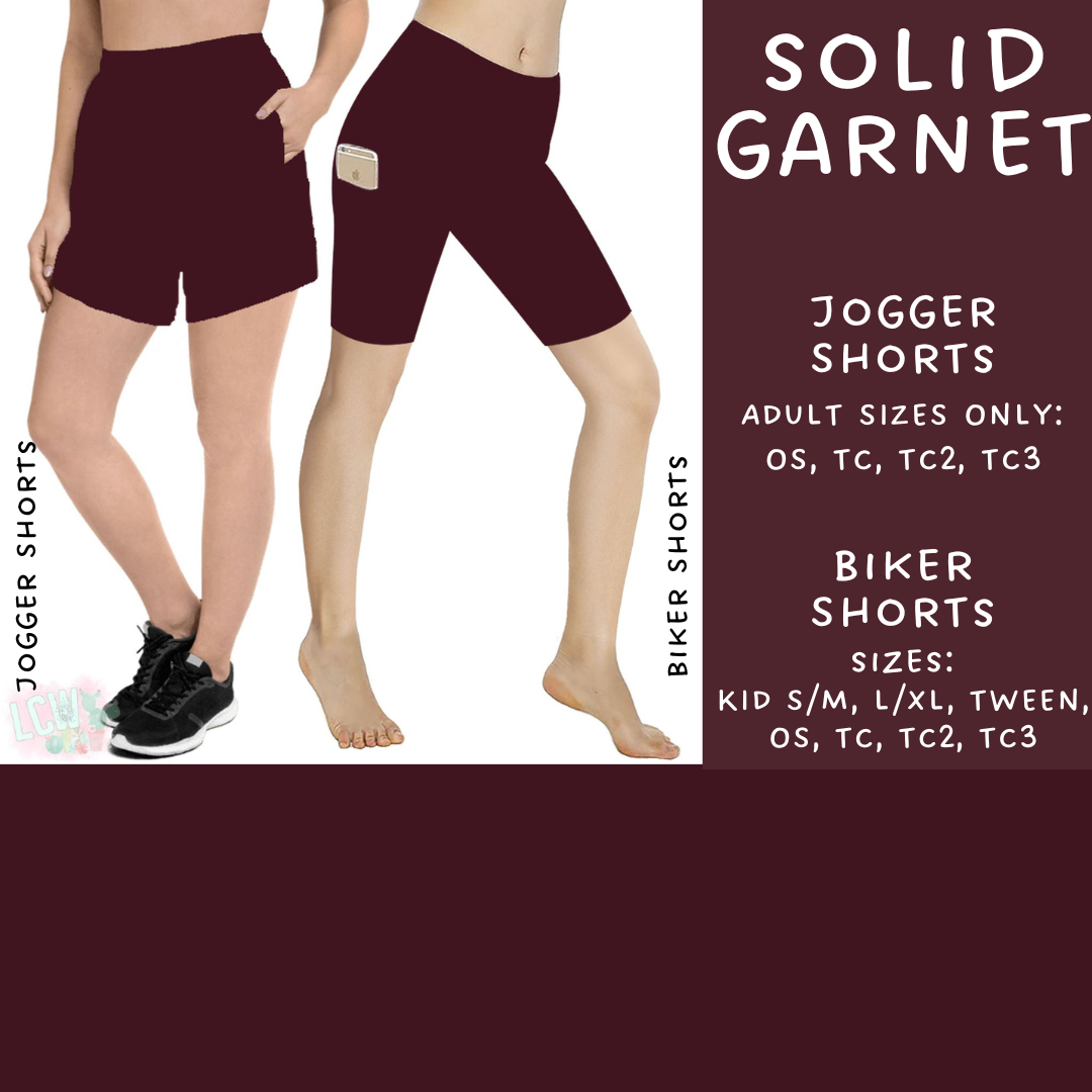 Ready To Ship - Solid Garnet Biker & Jogger Shorts