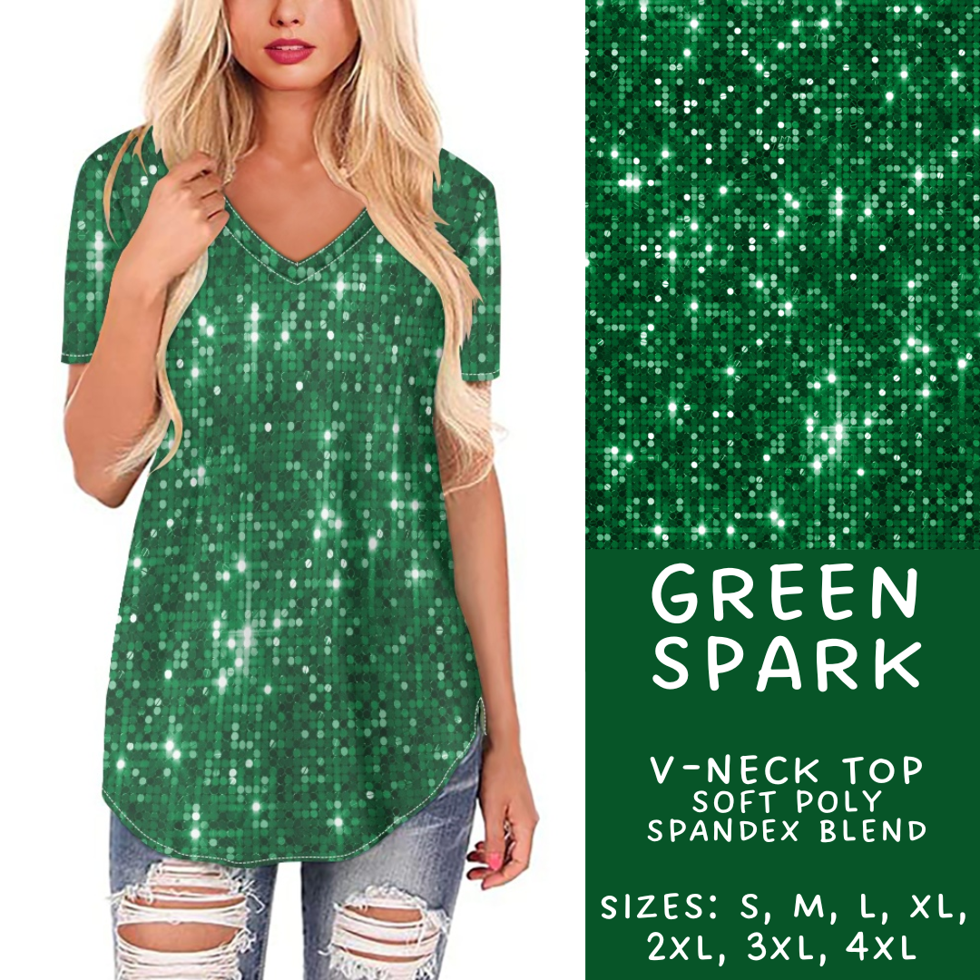 Ready to Ship Green Spark V-Neck Tee