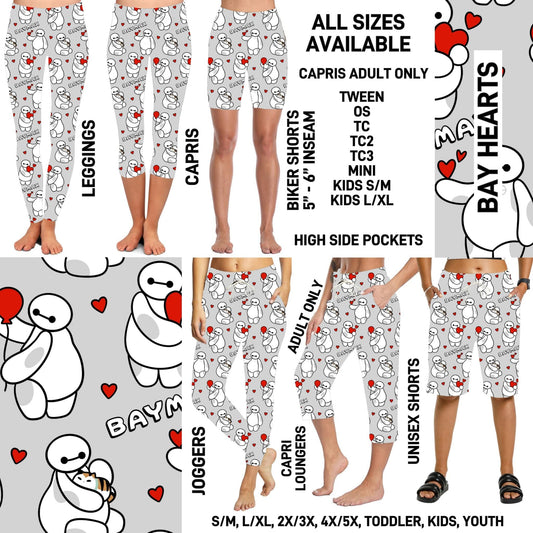 RTS - Bay Hearts Biker/Capris/Leggings with High Side Pockets