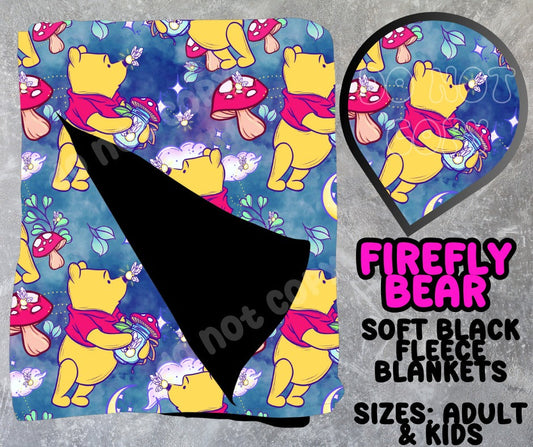 FIREFLY BEAR- SOFT BLACK THROW BLANKET