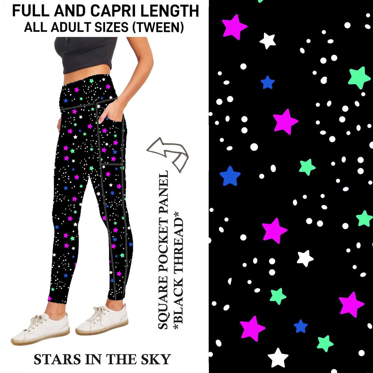 S3PJ - Stars In The Sky Capris/Leggings with Square Pocket Panel - Preorder Due 10/28 ETA: Late Dec