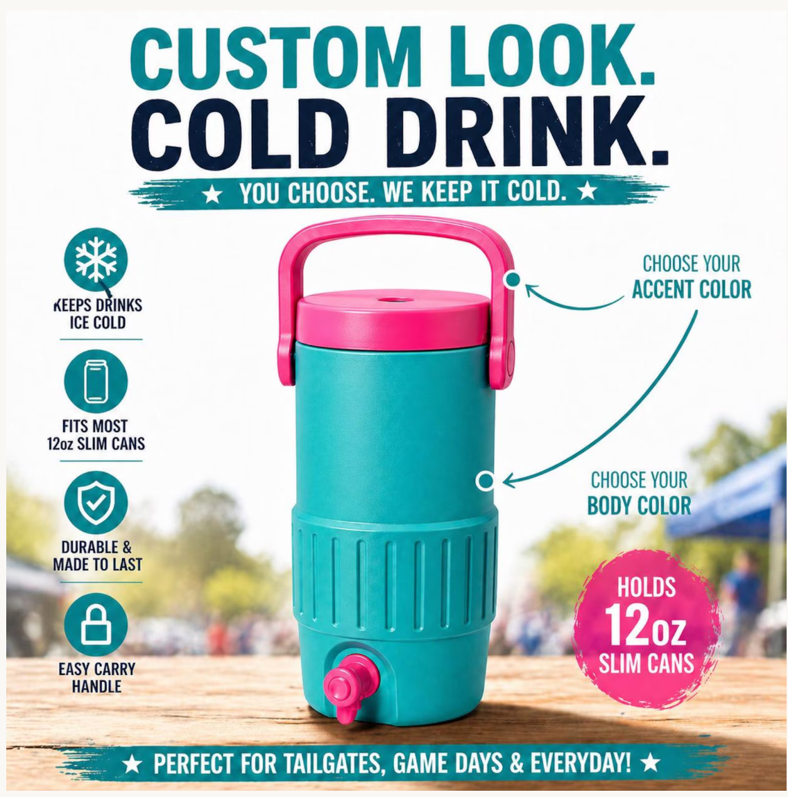 3D PRINTED CUSTOM SIDE LINE 12 OUNCE SKINNY CAN HOLDERS