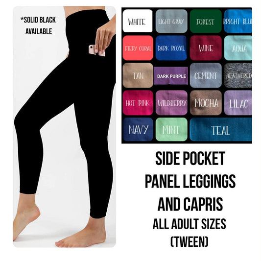 SL6S - Solid Colors Capris/Leggings with Square Side Pocket Panel - Preorder Closing 5/28 ETA: Late July