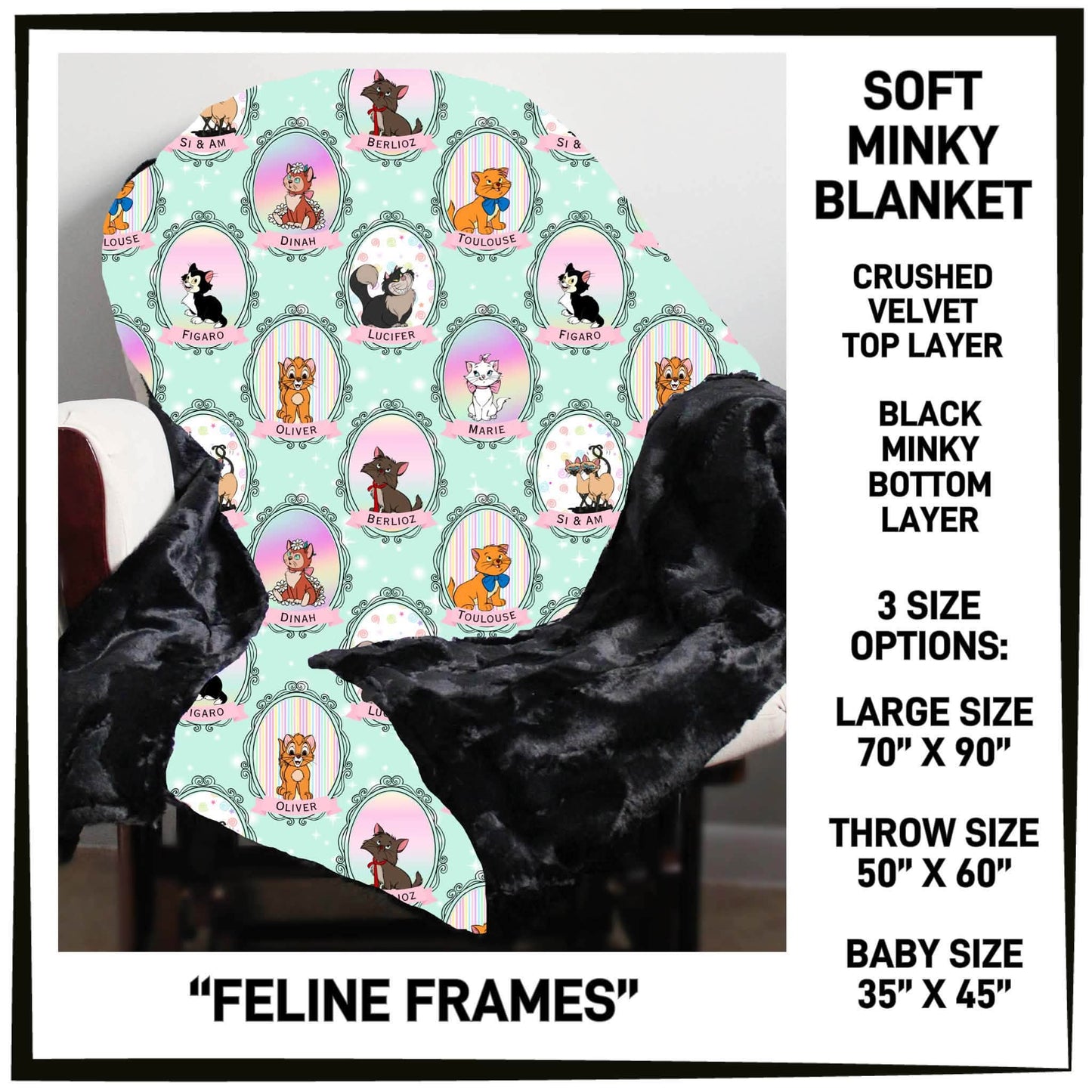 MI8B - Feline Frames Minky Blanket - Preorder Closing 7/15 ETA: Late Sept