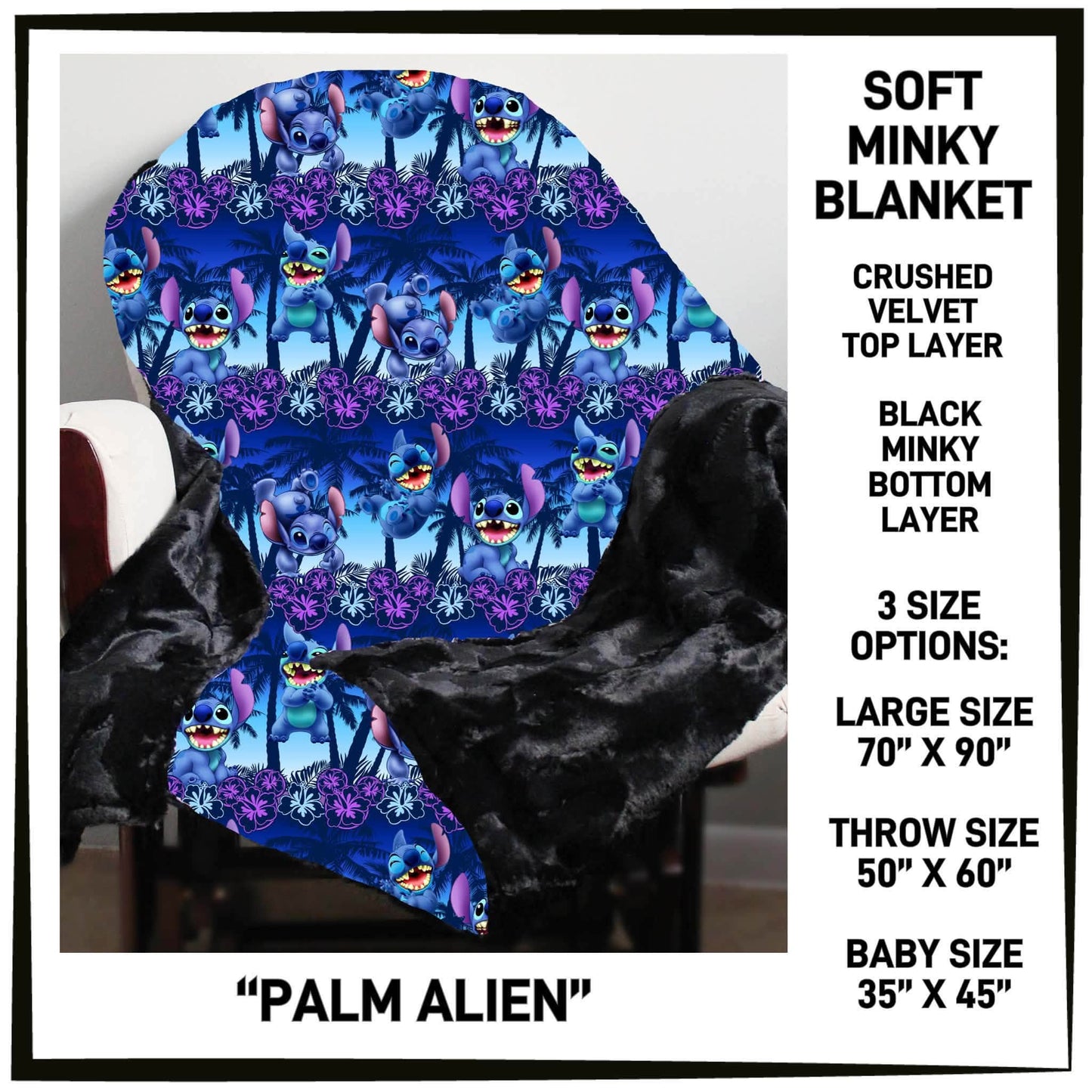 MI8B - Palm Alien Minky Blanket - Preorder Closing 7/15 ETA: Late Sept