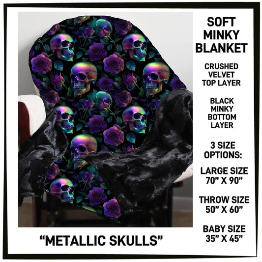 MI8B - Metallic Skulls Minky Blanket - Preorder Closing 7/15 ETA: Late Sept