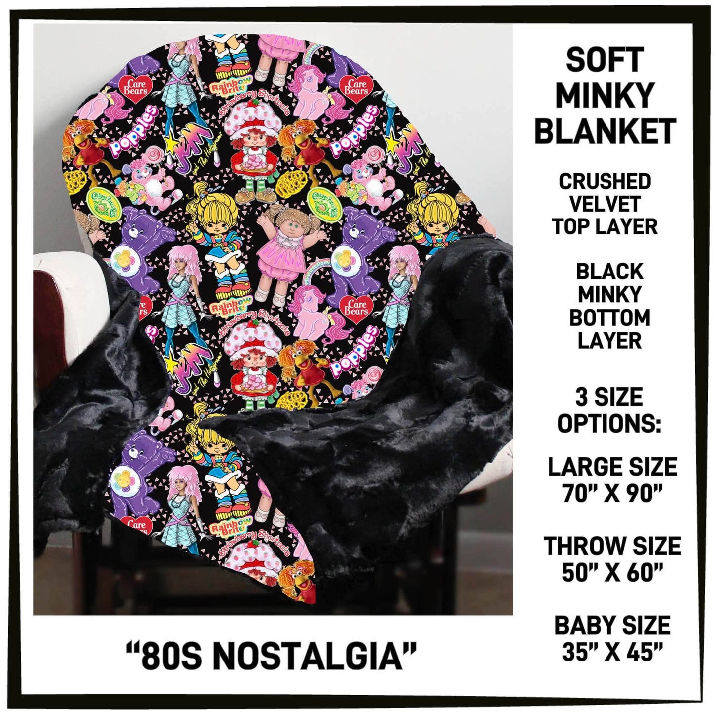 MI8B - 80s Nostalgia Minky Blanket - Preorder Closing 7/15 ETA: Late Sept