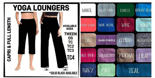 A5SB - Solid Colors Full/Capri Yoga Loungers with Pockets - Preorder Closing 8/12 ETA: Late Sept
