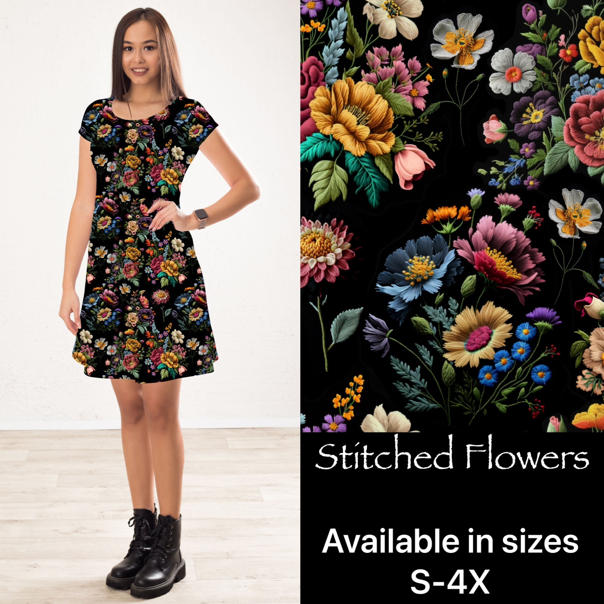 Stitched Flowers Dress
