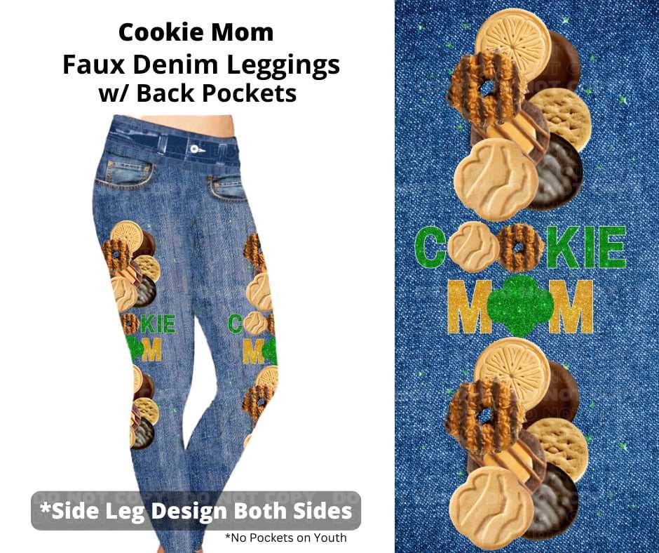 Cookie Mom Faux Denim Leggings with Back Pockets Preorder Closing 9/17 ETA DECEMBER