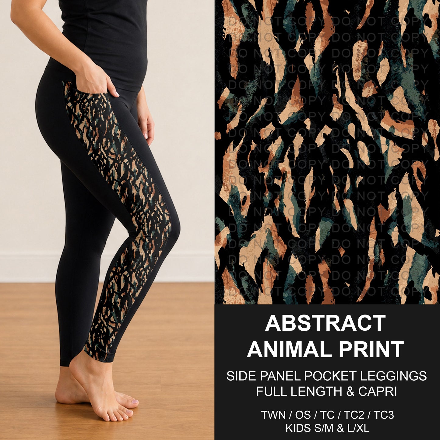 B300 - Preorder Abstract Animal Print Side Panel Pocket Leggings (Closes 7/15. ETA: mid Sept.)