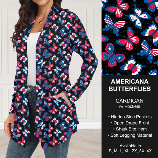 B284 - Preorder Americana Butterflies Cardigan w/ Pockets (Closes 4/12. ETA: early June)