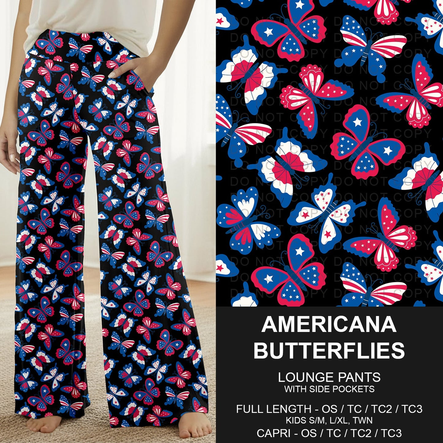 B284 - Preorder Americana Butterflies Lounge Pants (Closes 4/12. ETA: early June)