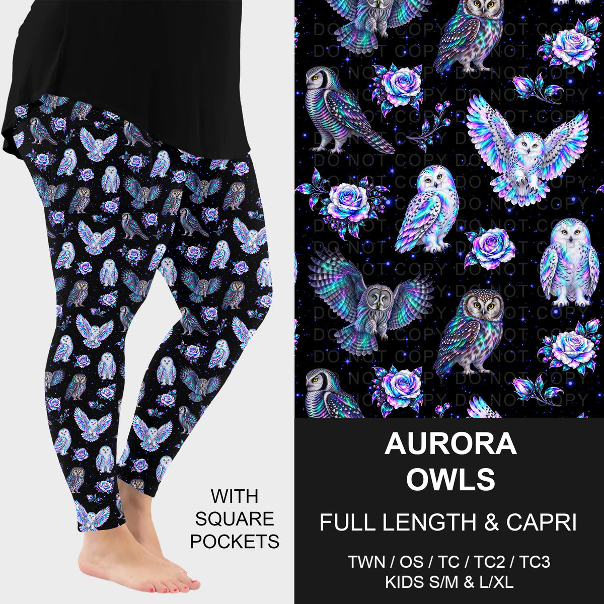 B320 - Preorder Aurora Owls Leggings w/ Pockets (Closes 11/08. ETA: mid Jan.)