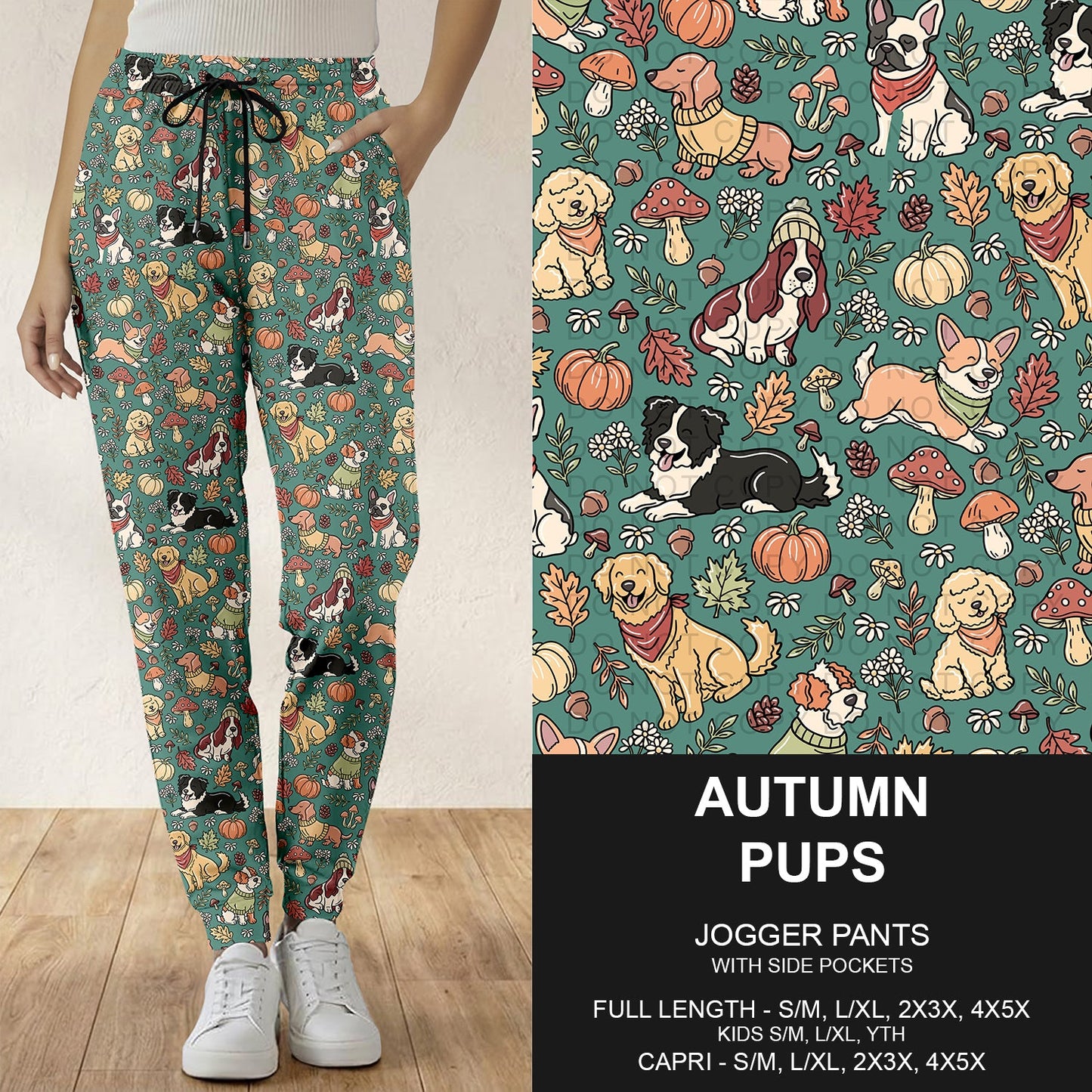 B308 - Preorder Autumn Pups Joggers (Closes 8/16. ETA: late Oct.)