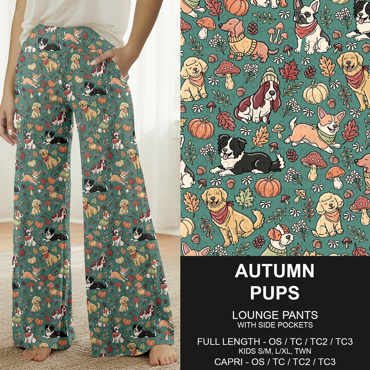 B308 - Preorder Autumn Pups Lounge Pants (Closes 8/16. ETA: late Oct.)