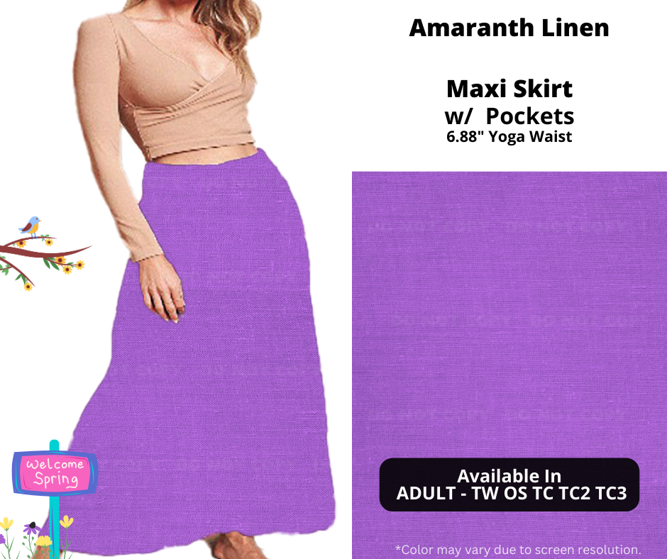 Preorder! Closes 1/15. ETA April. Amaranth Linen Maxi Skirt