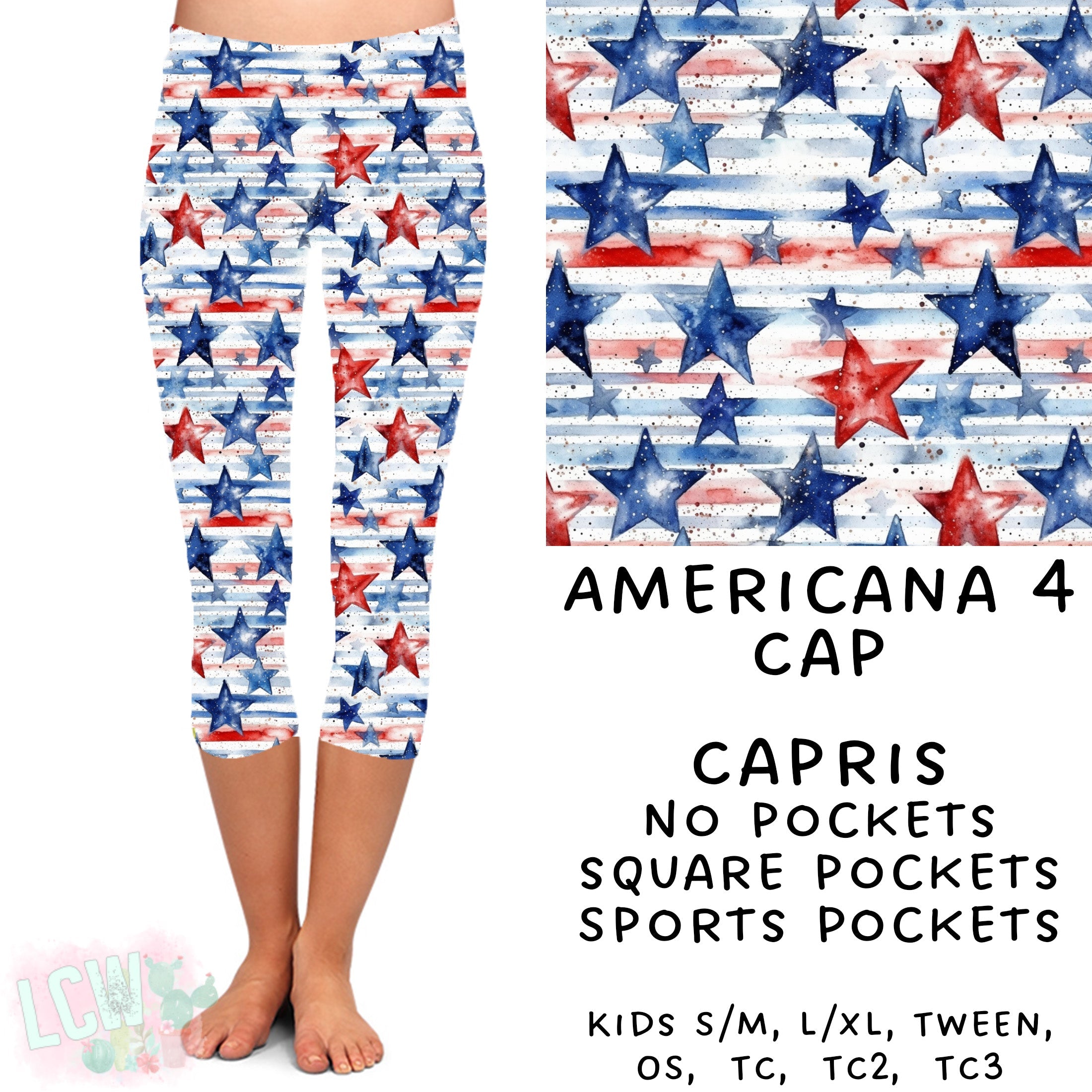 Ready To Ship - Americana 4 Capris