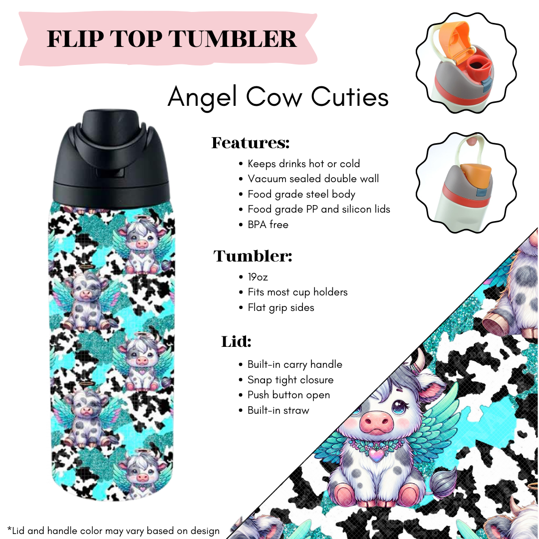 Preorder! Closes 3/20. ETA June. Angel Cow Cuties Flip Top Tumbler