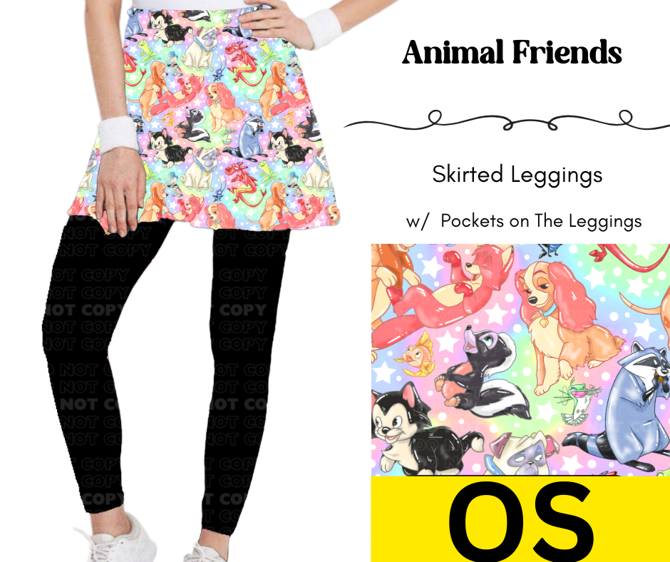 Animal Friends Skirted Full Length Leggings w/ Pockets