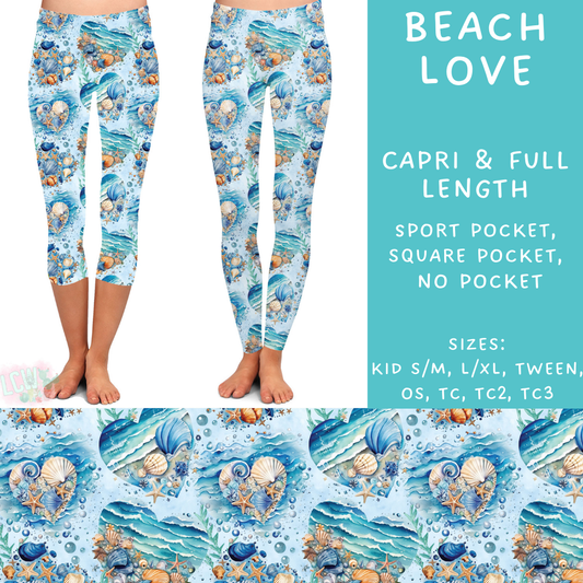 Ready To Ship - Beach Love Full and Capri Length Leggings