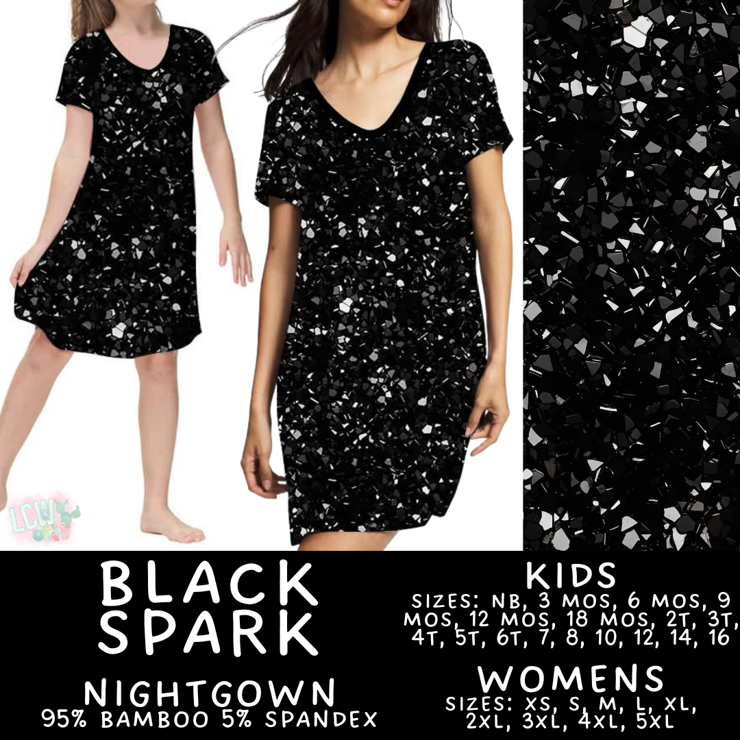 Ready to Ship Black Spark Adult & Kid's Bamboo Nightgown - 6T