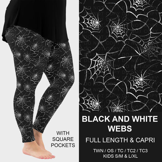 B295 - Preorder Black and White Webs Leggings w/ Pockets (Closes 6/14. ETA: late Aug.)