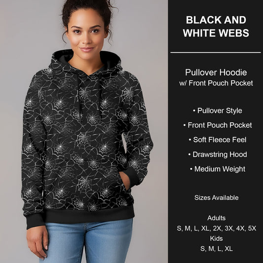 B295 - Preorder Black and White Webs Pullover Hoodie (Closes 6/14. ETA late Aug.)