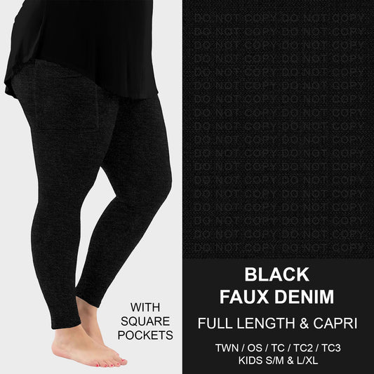 B256 - Preorder Black Faux Denim Leggings w/ Pockets (Closes 10/19. ETA: late Dec.)