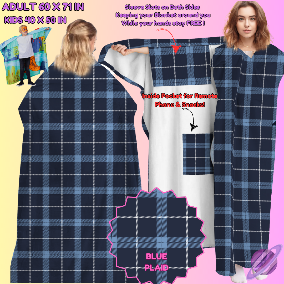 WEARABLE THROW RUN-BLUE PLAID-PREORDER CLOSING 8/31