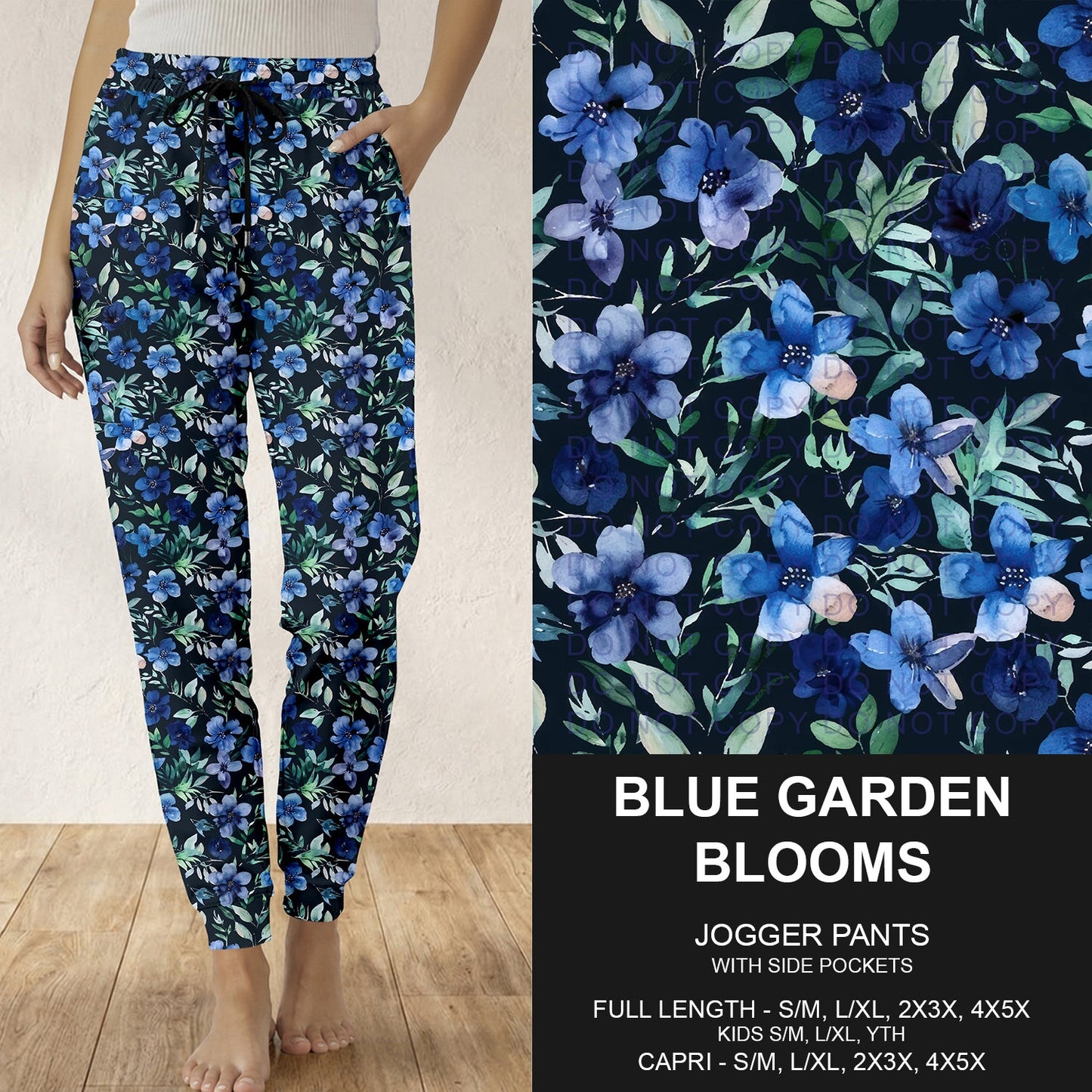 B310 - Preorder Blue Garden Blooms Joggers (Closes 8/30. ETA: late Oct.)