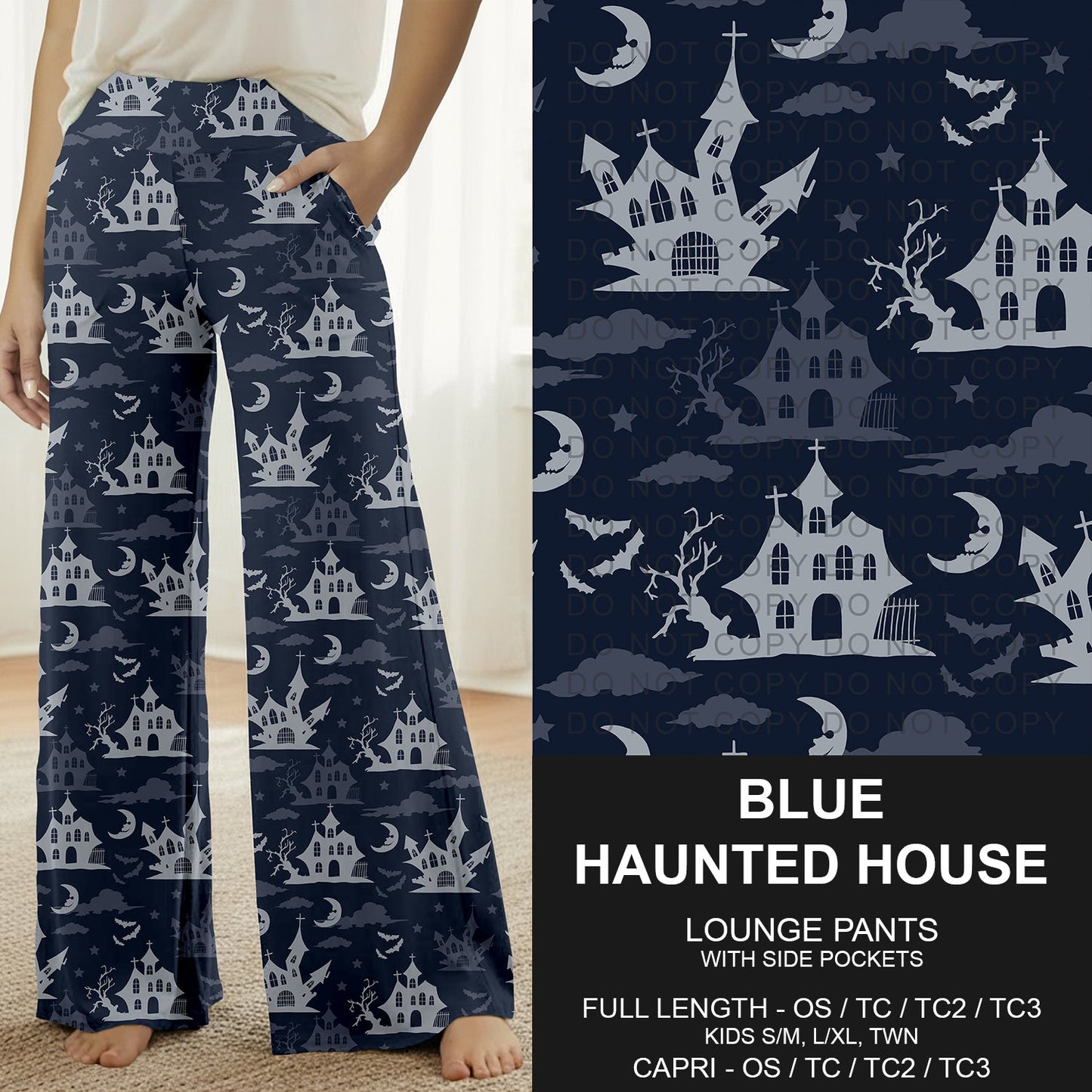 B305 - Preorder Blue Haunted House Lounge Pants (Closes 8/02. ETA: early Oct.)