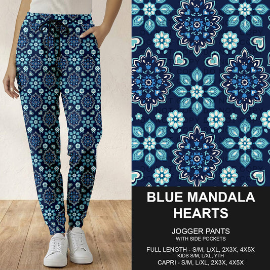 B282 - Preorder Blue Mandala Hearts Joggers (Closes 3/29. ETA: early June)