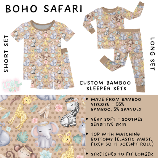 Ready To Ship - Boho Safari Bamboo Short - 10T and Long Sleeper Set - 4T, 6T & 7T