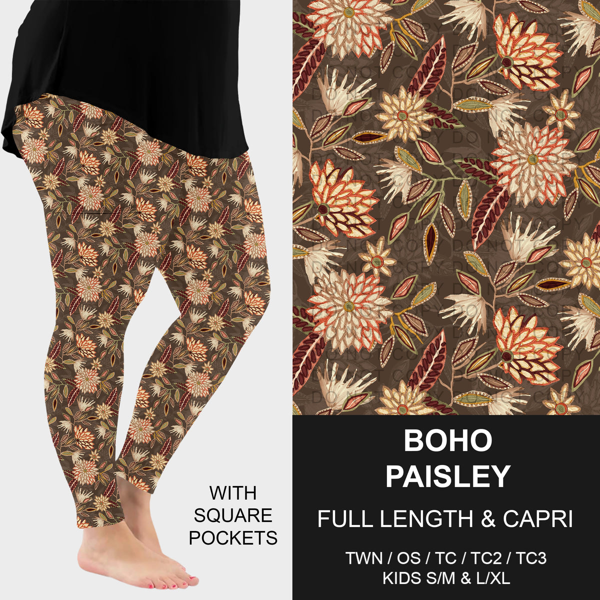 B316 - Preorder Boho Paisley Leggings w/ Pockets (Closes 10/11. ETA: mid Dec.)