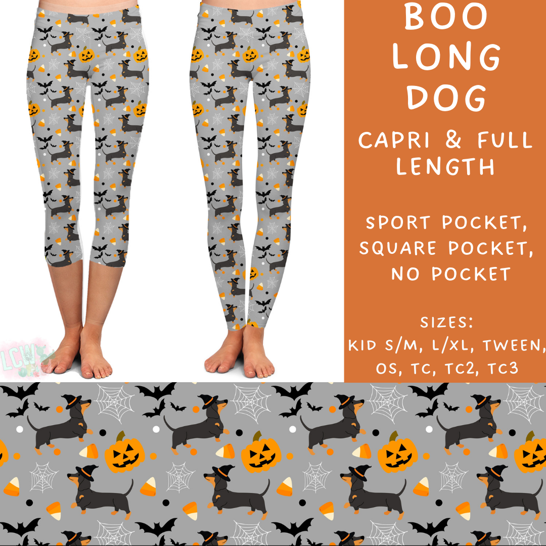 Ready To Ship - Boo Long Dog Full  Square Pocket TC & Sport Pocket TC2 - Capri Length Square Pocket TC