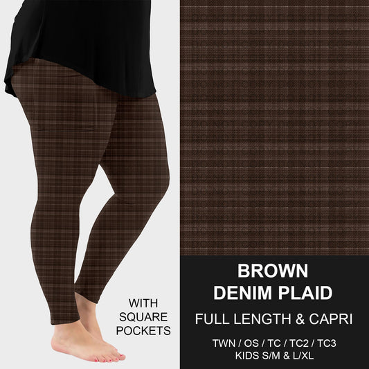 B301 - Preorder Brown Denim Plaid Leggings w/ Pockets (Closes 7/19. ETA: late Sept.)