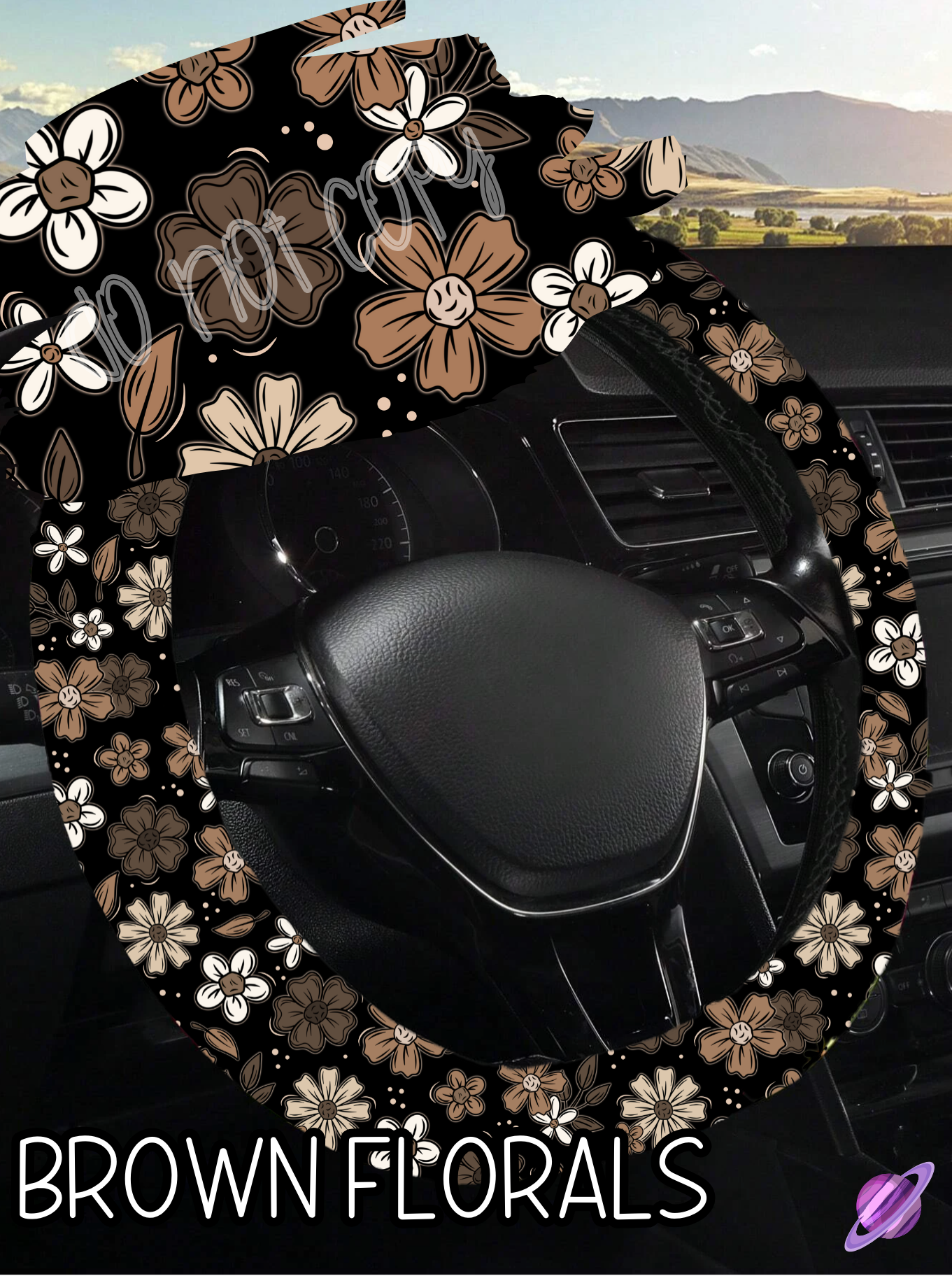 Brown Florals - Steering Wheel Cover Roud 7 - Preorder Closes 3/1