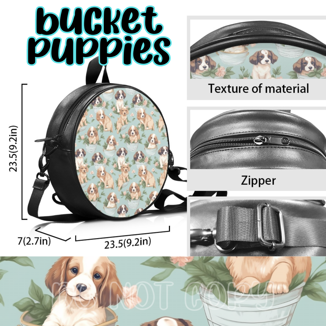 BUCKET PUPPIES - CONVERTIBLE ROUND BAG - CUSTOM PURSES - PREORDER CLOSING 11/13 ETA JANUARY