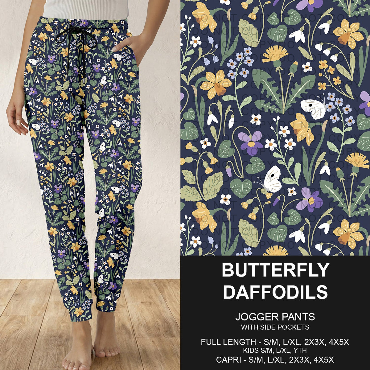 B316 - Preorder Butterfly Daffodils Joggers (Closes 10/11. ETA: mid Dec.)