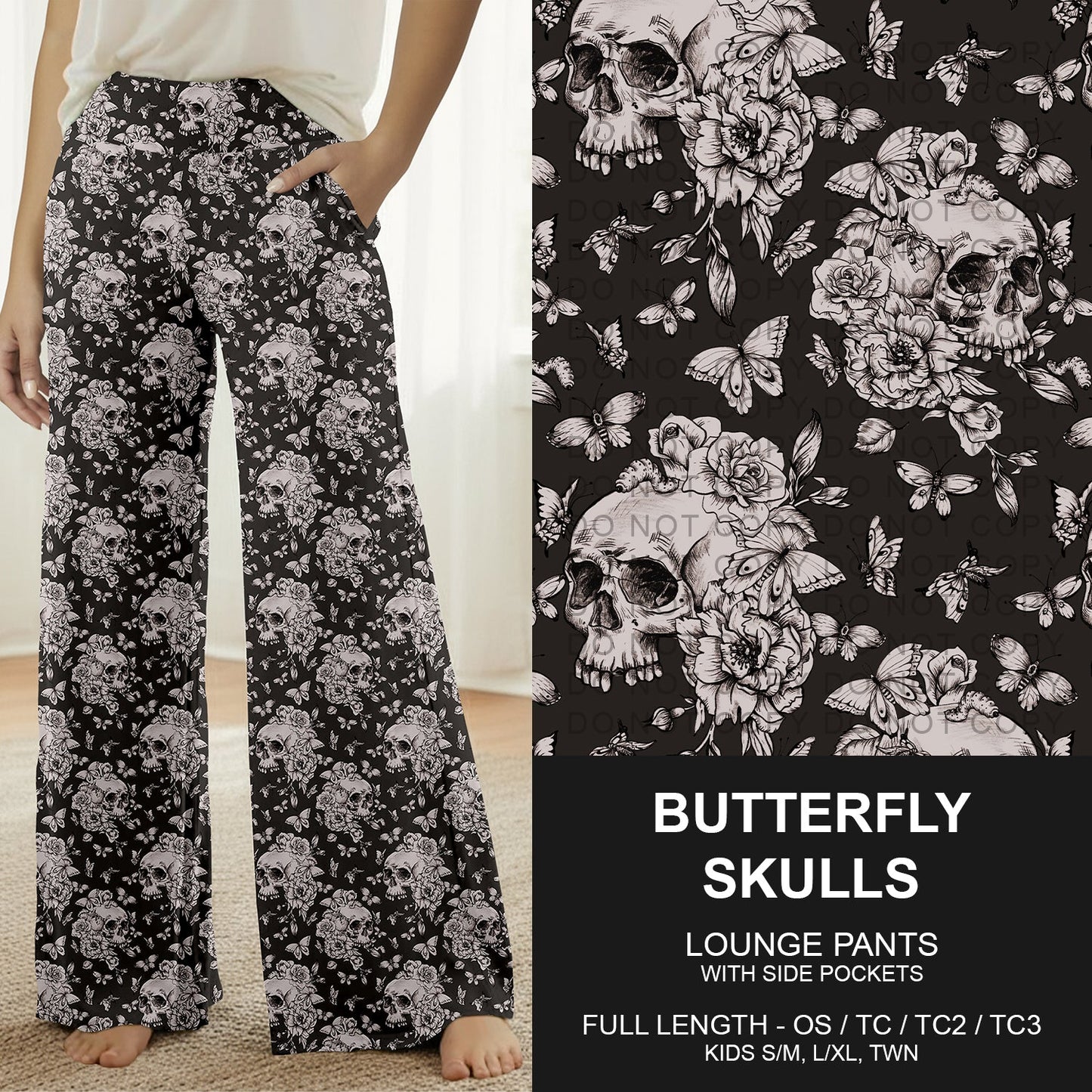 B264 - Preorder Butterfly Skulls Lounge Pants (Closes 12/07. ETA early Feb.)